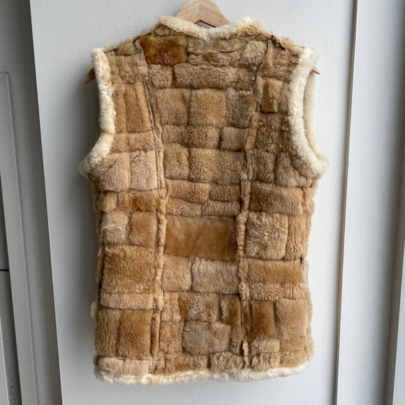 Vintage Brown and Cream Leather Vest - Picture 7 of 16